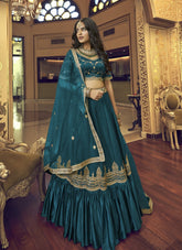 Suitable Rama Blue Colour Lehenga Choli