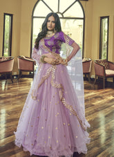 Wedding Lehenga Choli in Light Purple Colour Looking Jazzy
