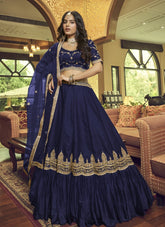 Swank Looking Lehenga Choli in Navy Blue