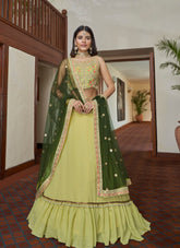 Alluring Lehenga Choli in Lemon Yellow Colour