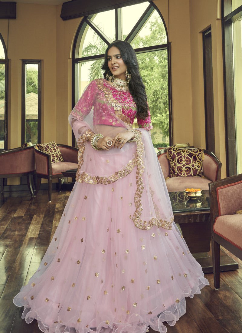 Trendy Looking Partywear Lehenga Choli in Baby Pink Colour