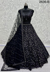 Khatali Handwork Designer Black Lehengacholi