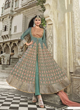 Handloom Silk Salwar Suit in Grey Colour