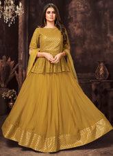 Embroidered Salwar Suit in Yellow