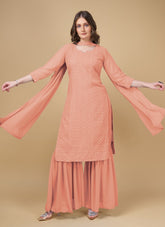 Faux Georgette Sharara Kurti in Skin Colour