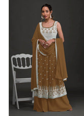 Faux Georgette Sharara in Beige Colour