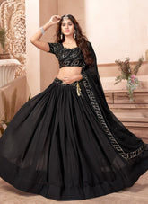 Tempting Looking Designer Lehenga Choli in Black
