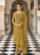 Well-mannered Looking Salwar Suit in Mustard Color