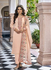 Foux Georgette Salwar Suit in Peach