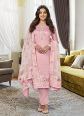 Pure Maheshwari Viscose Salwar Suit in Pink