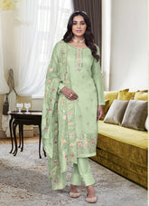Pure Maheshwari Viscose Salwar Suit in Light Green