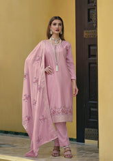 Heavy Chinon Embroidered Salwar Suit in Pink