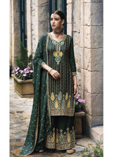 Fantastic Embroidered Work Salwar Suit in Green Colour