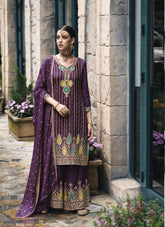 Fantastic Embroidered Work Salwar Suit in Purple Colour