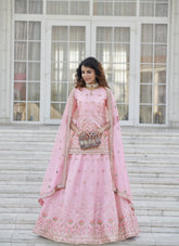 Chinon Chiffon Salwar Suit in Baby Pink
