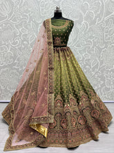 Bridal shaded Net Metallic Embroidered Lehengacholi