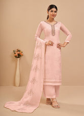 Thread Crafted Peach Colour Salwar Suit