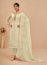 Light Pista Colour of Salwar Suit Looking Ornate