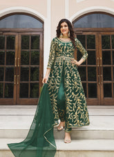 Heavy Butterfly Net Salwar Suit in Green