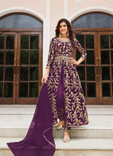 Heavy Butterfly Net Salwar Suit in Purple