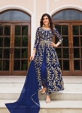 Heavy Butterfly Net Salwar Suit in Blue