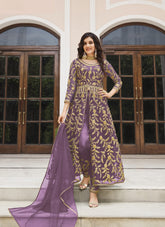 Heavy Butterfly Net Salwar Suit in Lilac