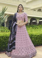 Fashionable Georgette Lehenga Choli in Dusty Pink