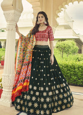 Fashionable Georgette Lehenga Choli in Green