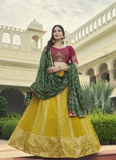 Fashionable Georgette Lehenga Choli in Flourecent Green