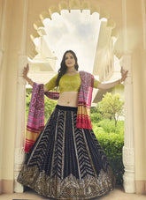 Fashionable Georgette Lehenga Choli in Navy