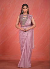 Decorative Partywear Pink Colour Saree