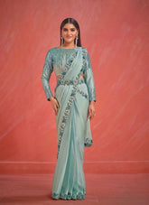 Elegant Designer Saree in Light Blue Colour