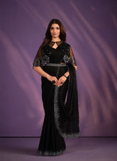 Special Partywear Looking Black Colour Saree