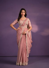 Embellished Looking Designer Pink Colour Saree