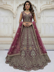 Wine Designer Party Wear Lehenga