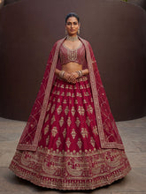 Rani Pink Bridal Lehenga Choli with Zari, Sequins & Crystal Handwork