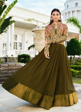 Pretty looking Gown in Olive Colour