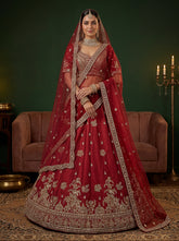 Maharani's Midnight Gadhwal Silk Bridal Lehenga Choli with Zari Embroidery & Net Dupatta