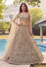 Luxury Bridal Net Lehenga Choli with Dori, Zari Embroidery, Sequins & Diamond Work