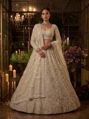 Seraphina Ivory Pearl & Sequin Embroidered Net Lehenga Set