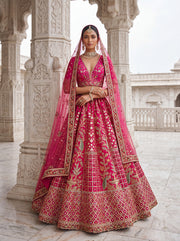 Aadya Fuchsia Bridal Lehenga Choli – Premium Silk Wedding Lehenga Set
