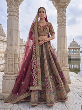 Royal Velvet Bridal Lehenga Choli with Heavy Dori Embroidery & Sequins Work