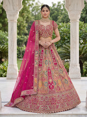 Magenta Floral Embroidered Wedding Lehenga Choli