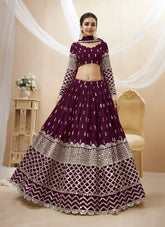 Elegant Georgette Lehenga Choli in Wine
