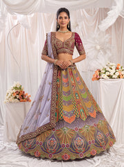 Luxury Slub Silk Printed Lehenga Choli with Dori Embroidery & Handwork | Bridal & Wedding Wear