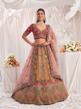 Luxury Pink Slub Silk Bridal Lehenga Choli with Dori Embroidery & Handwork | Designer Wedding Wear