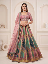 Rajvanshi Patchwork Gadhwal Silk Designer Lehenga Choli in Rose Pink