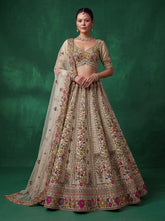 Ivory Multicolor Floral Kalash Embroidered Luxury Designer Bridal Lehenga Choli
