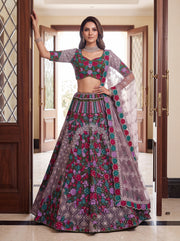 Rajvanshi Lavender Heavy Net Floral Embroidered Bridal Lehenga Choli