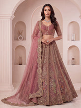 Pink Peacock Designer Net Heavy Embroidered Wedding Lehenga Choli with Soft Net Dupatta